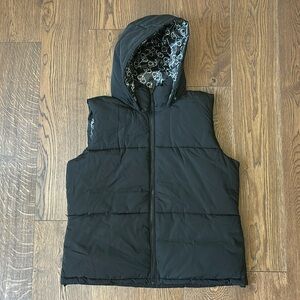 Calvin Klein black puffer vest with hood